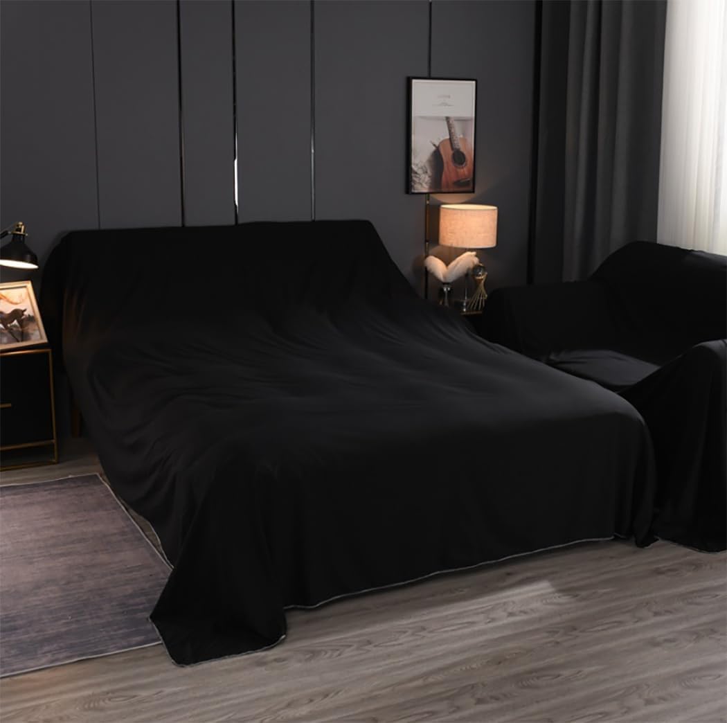 Indoor Furniture Dust Cover – Protective Dustproof Covers for Tables, Chairs & Large Sofas, Includes Mattress Protectors and TV Sofa Cover (Black,137x196inch)
