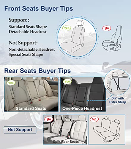 Wekar Wk-001 Leather Car Seat Covers Full Set, Front And Rear Automotive Seat Covers, Waterproof Vehicle Cushion Cover For 5 Seats Cars & Suv, Universal Fit Set For Most Vehicles, Grey #TOP5