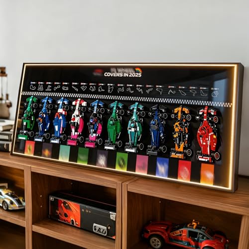 47.2 x 17.7 in Remote-Controlled LED Display Wallboard Compatible with LEGO F1 Speed Champions 10-Car Collection Set 66802 Supports Up to 15 lbs (Models Not Included)