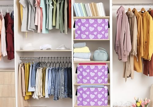 Image of Valentine's Heart Storage Basket Gift Laundry Bins Collapsible Storage Baskets Box Laundry Nursery Hamper for Home and Office Decoration with Handles