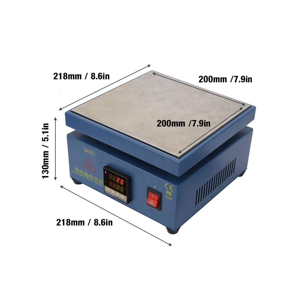Elektronische Heizplatte, dreidimensionale digitale Vorheizstation mit 110 V/220 V und digitaler LCD-Anzeige zum Ersetzen/Löten des Telefonbildschirms(EU-STECKER)
