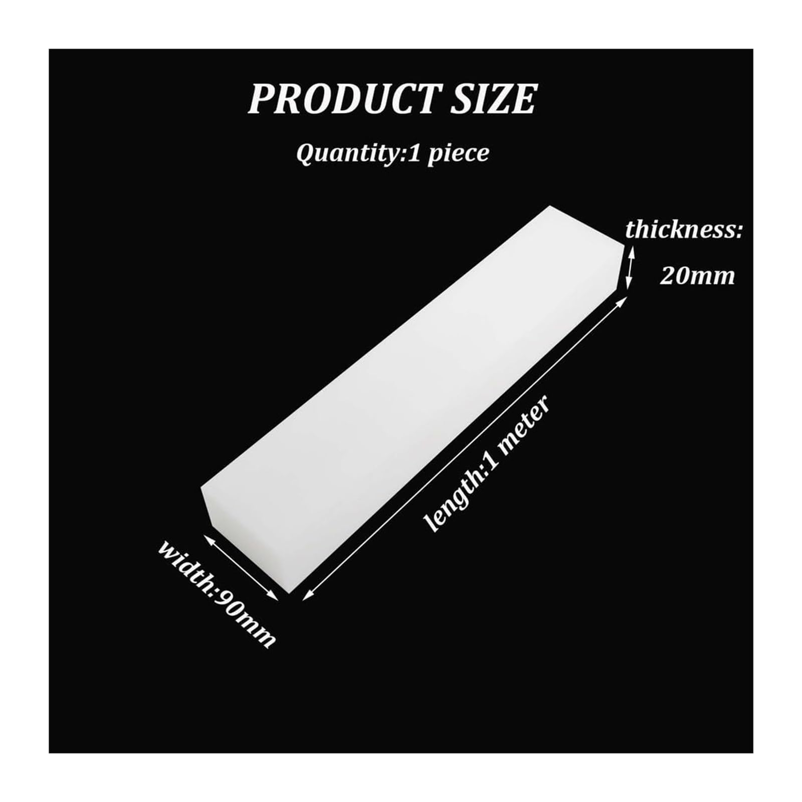 Nylonplatte, 1 Stück Weiße Nylonplatte 1000 Mm X 90 12–50 for Die Bearbeitung Von DIY-Modellbau(20mm)