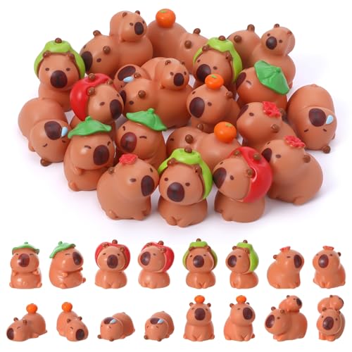 GGSTDDUP 24 Pcs Mini Capybara Figures 8 Styles Cute Capybara Figurines Mini Resin Capybaras Resin Animals Tiny Animals Miniature Figurines for Garden Landscape Dollhouse Tabletop Birthday Party Decor