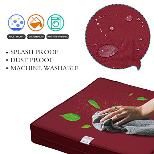 6 Pack Outdoor Patio Cushions Pillows Replacement Covers Fit For 3 Or 5 Pieces 3-Seater Wicker Rattan Furniture Conversation Set Sectional Sofa Chair,Water-Resistant Fadeless,Burgundy-Covers Only #TOP5