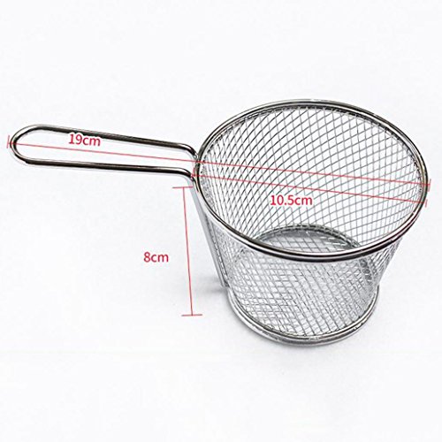 Stainless Steel Deep Fry Basket Round Wire Mesh Fruit Strainer With Long Handle Frying Cooking Oil Strainer Colander Sifter Sieve #TOP1
