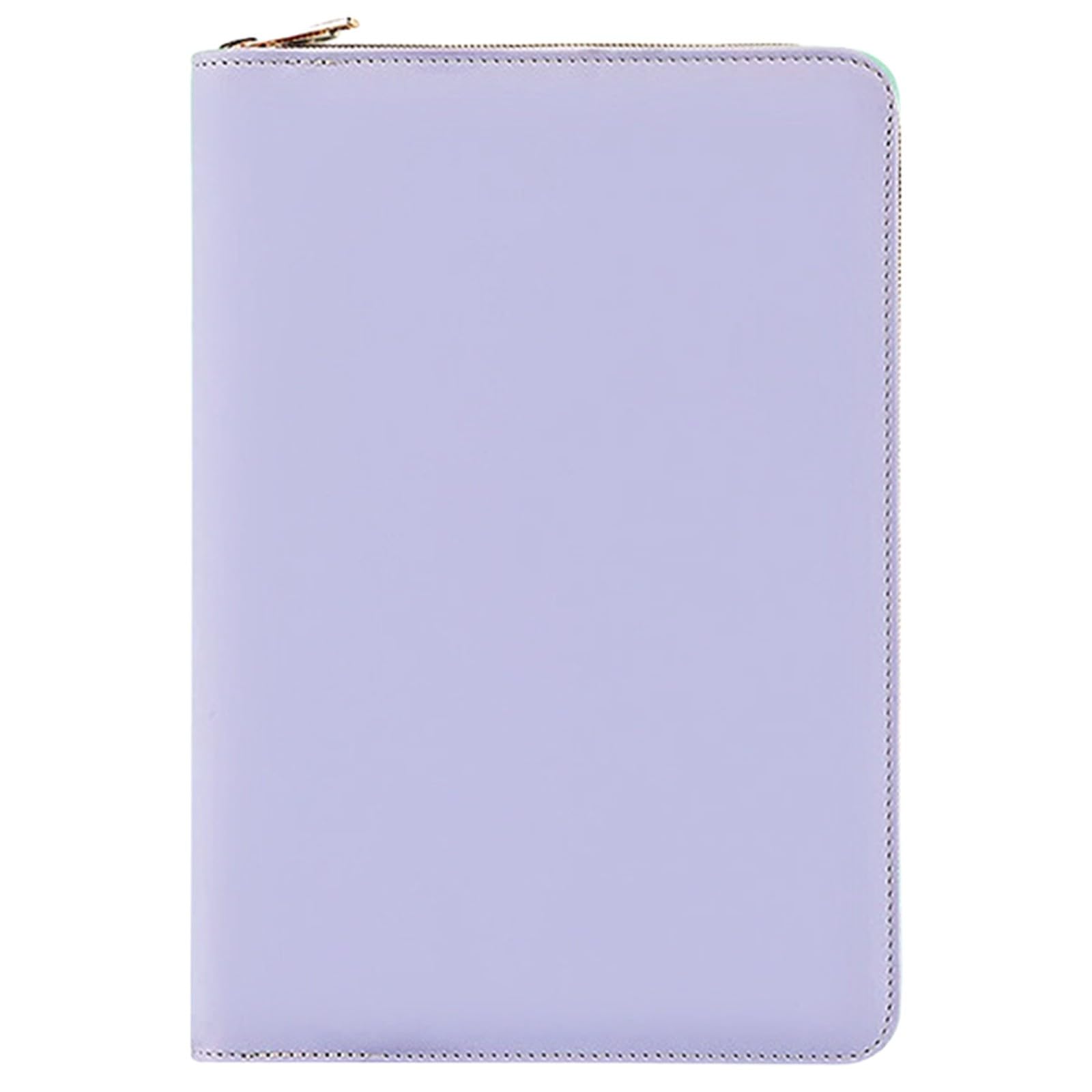 A5 Zipped PU Leather Notebook Lined Journal Organiser Folio Business Meeting Office Writing Notepad Zip Up Leather Journal Gift (Purple, 21 * 13.5)