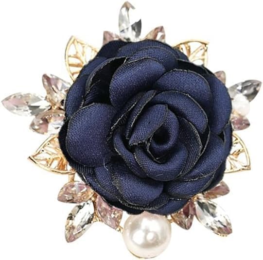 Image of Rose Flower Brooch for Women Large Flower Brooch Elegant Pearl Brooches Handmade Crystal Pearl Pins Fabric Floral Lapel Pin Christmas Valentine's Day Dress Suit Accessories