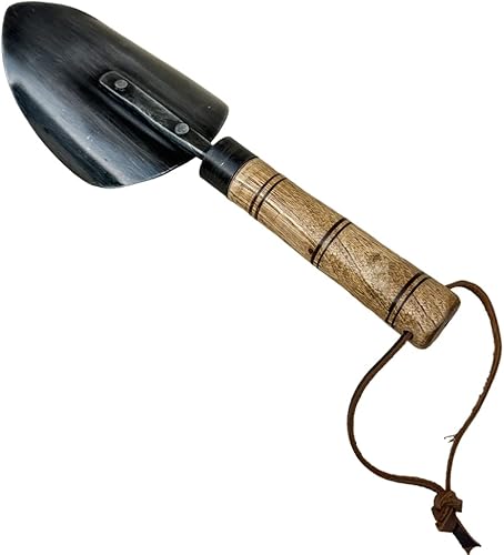 Miniatura 5 de Paleta de jardín de metal forjado a mano con mango de madera, herramientas de jardín hechas a mano de hierro forjado para el hogar, aspecto clásico,