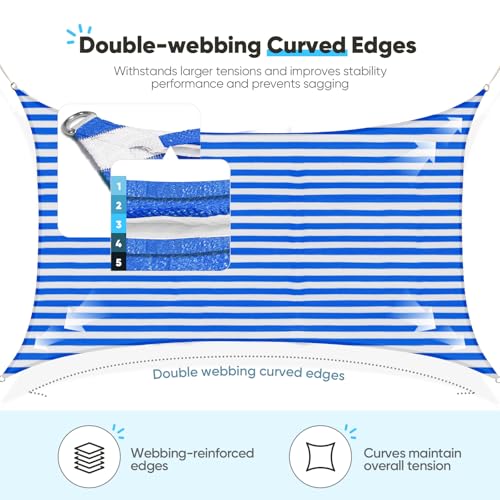 Toldo parasol rectangular de 20x26 pies y 185g/m² blanco azul para patio exterior 4