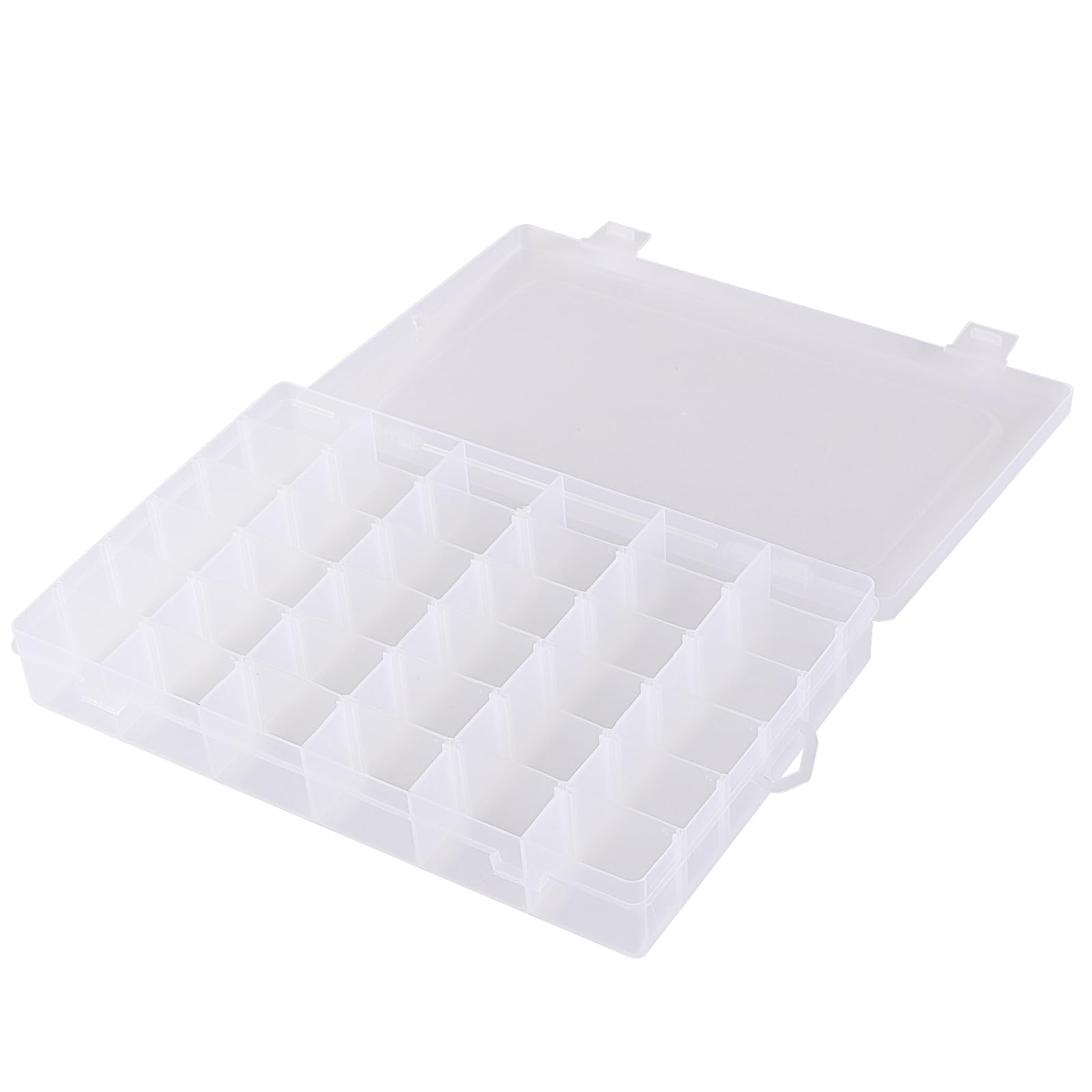 Paquete de 6 cajas de almacenamiento de plástico transparente con 36 rejillas, caja de almacenamiento de cuentas con compartimentos ajustables para joyas, cuentas, manualidades, 10.8 x 6.9 x