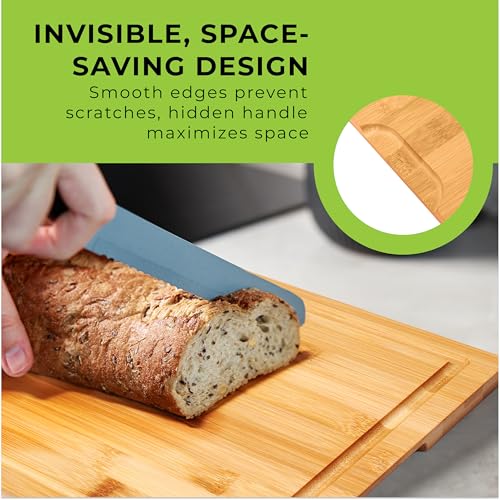 Prosumers Choice Bamboo Cutting Board Set - Chopping Boards for Kitchen Meal Prep - Set of 3 - Built-In Side Handles, Serving Tray, Cheese Platter - Meat Cutting Boards - Image 2