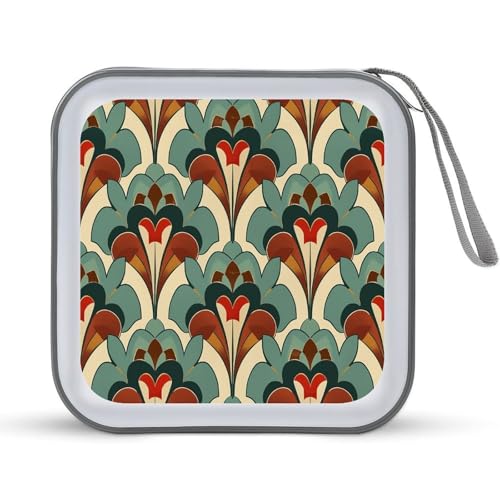Étui pour CD portable rigide boîte de rangement 40 disques motif art déco lapin