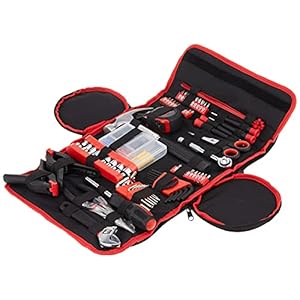 Stalwart – 75-HT1086 Household Hand Tools, 86 Piece Tool Set With Roll-Up Bag by , (Hammer, Wrench Set, Screwdriver Set, Pliers) – Great for the Home or Car Red