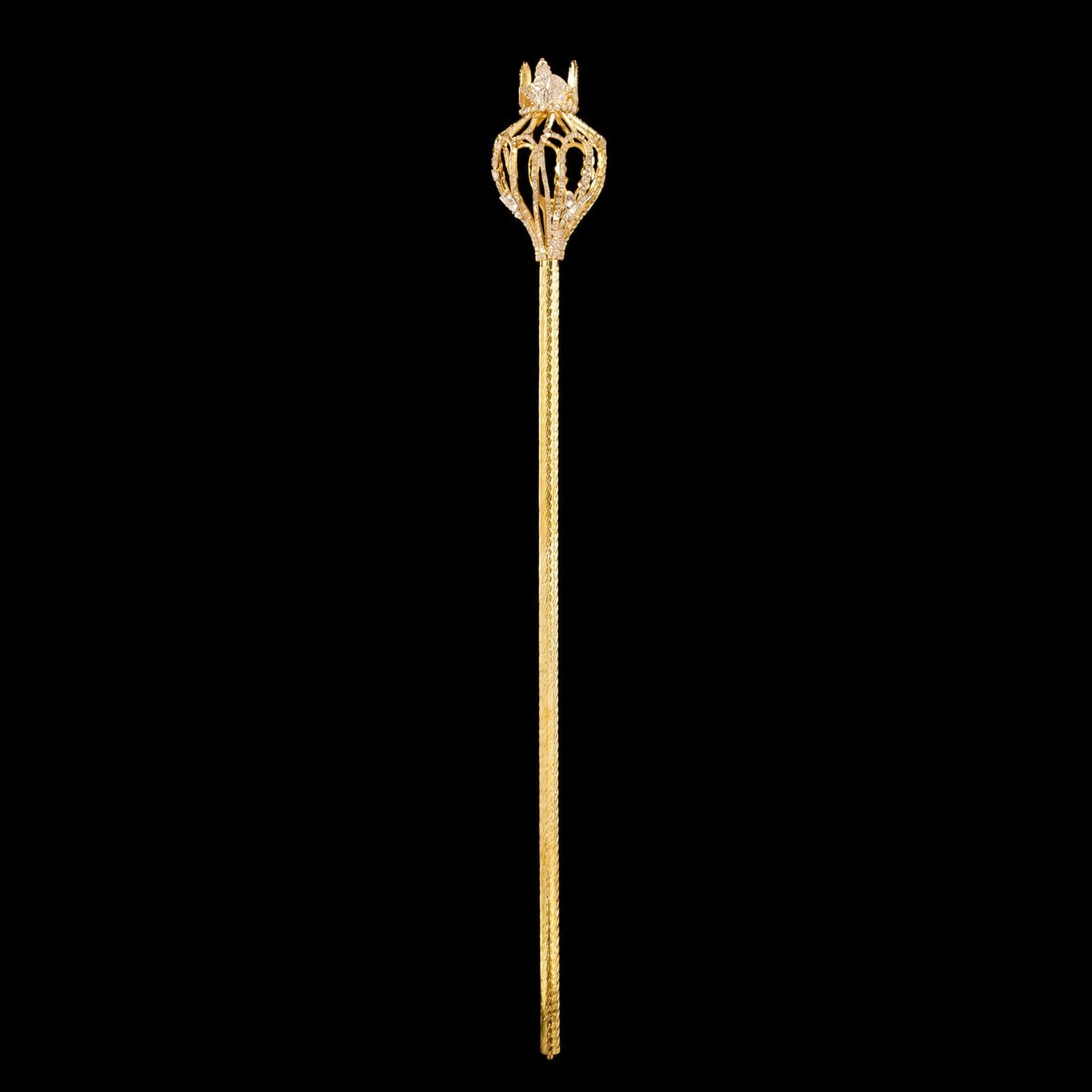 Bacchetta Cosplay in Rame Dorato Ideale Come Regalo Bacchetta delle Fate con Testa a Motivo Floreale di per Cosplayer, Bambini, 90x8cm