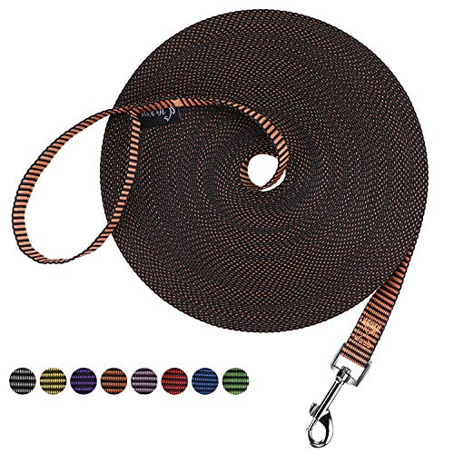 Image of Hi Kiss Dog /Puppy Obedience Recall Training Agility Lead - 15ft 20ft 30ft 50ft 100ft Training Leash - Great for Training, Play, Camping, or Backyard(15ft,Black Orange)