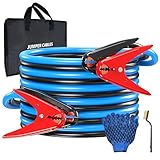 2 Gauge 20 Feet Jumper Cables Heavy Duty for Car, 800 Amp Automotive Booster Battery Jumper Cables for SUV and Trucks with Carry Bag, Gloves, Brushes