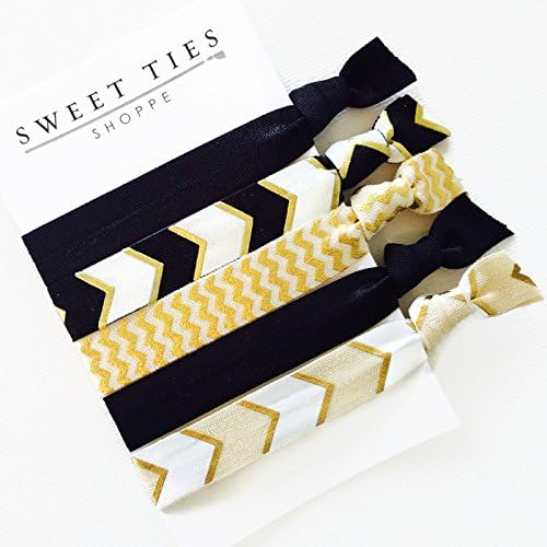 Hair Ties Black & Gold Chevron