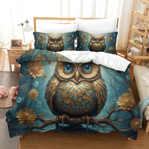Housse de couette king size chouette avec ses 2 taies d'oreiller - 3