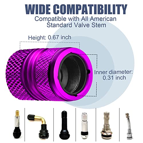 Image of Tire Valve Stem Caps for Car Tires Air Caps Cover 8 Pack Corrosion Resistant Premium Alloy Leak-Proof Universal for SUV Truck Motorcycle Bike Purple