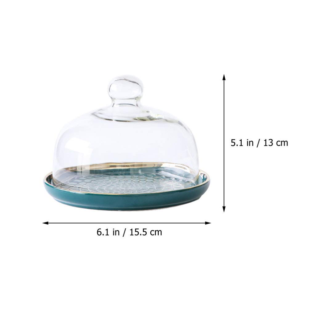 Coperchio for esposizione dessert in vetro Cupola con base in ceramica Mini alzata for torta Espositore in vetro Cupola Cloche Campana in vetro trasparente Copertura for dessert Formaggio Piante di ca