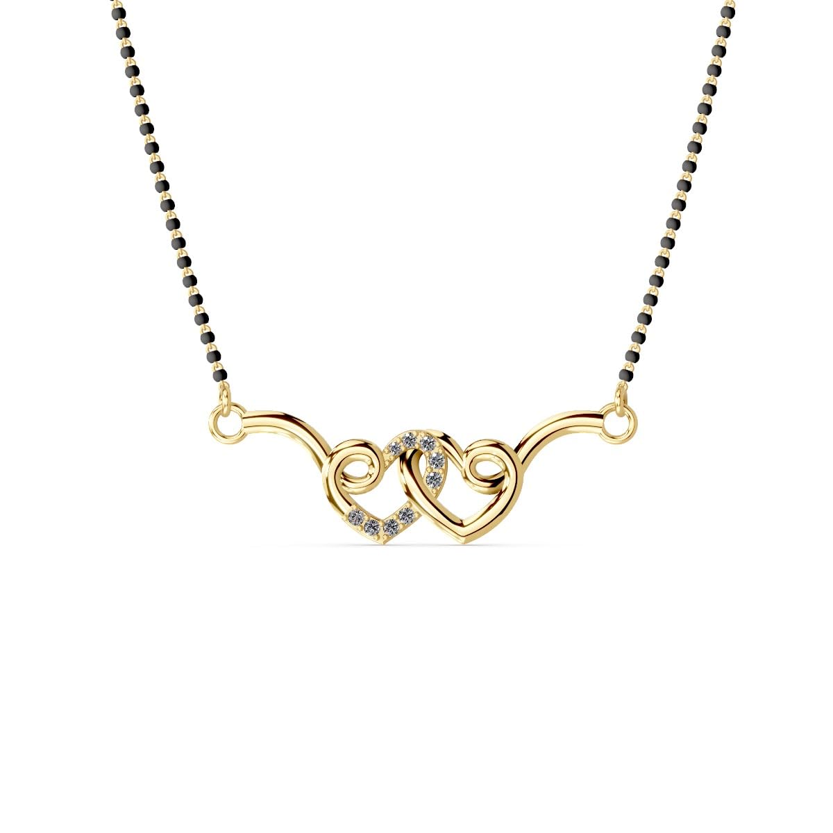 Elegant Double Heart Diamond Studded Gold-Plated Mangalsutra with Black Beads Chain for Women | Stylish Traditional & Modern Everyday Wear Jewelry | Anniversary & Wedding Gift-image-29