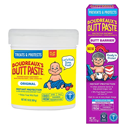 Image of Boudreaux's Butt Paste 4oz Butt Barrier Ointment and 14oz jar Original Diaper Rash Ointment