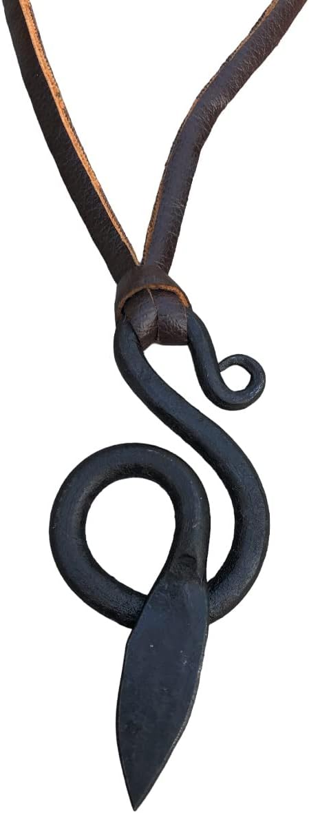 NauticalMart Hand-Forged Steel Serpent Pendant - Hammered Snake -Viking/Norse/Celtic/Medieval/Scandinavian/Iron/Jewelry/Necklace/Skyrim