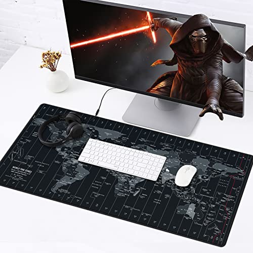 Image of JIALONG Large Gaming Mouse Pad Extended Desk Mat XXL Mousepad with Non-Slip Keyboard Pad for Office Laptop, Computer and PC - 35.4 x 15.7 inches World Map