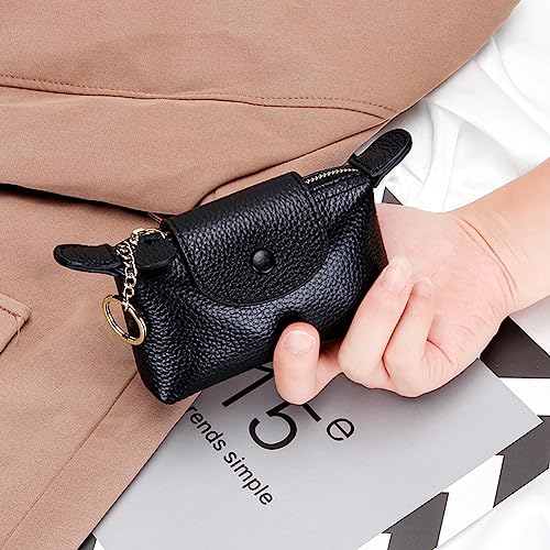 1 Pcs Leather Zipper Coin Purse Wallet With Key Ring, Coin Organizer, Change Holder,Card Case, Mini Leather Zipper Storage Bag for Men & Women3