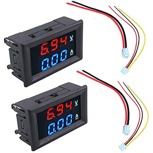 Image of (2-Pack) DC 100V 10A Voltmeter Ammeter LED Dual Volt Amp Meter Voltage Current Tester