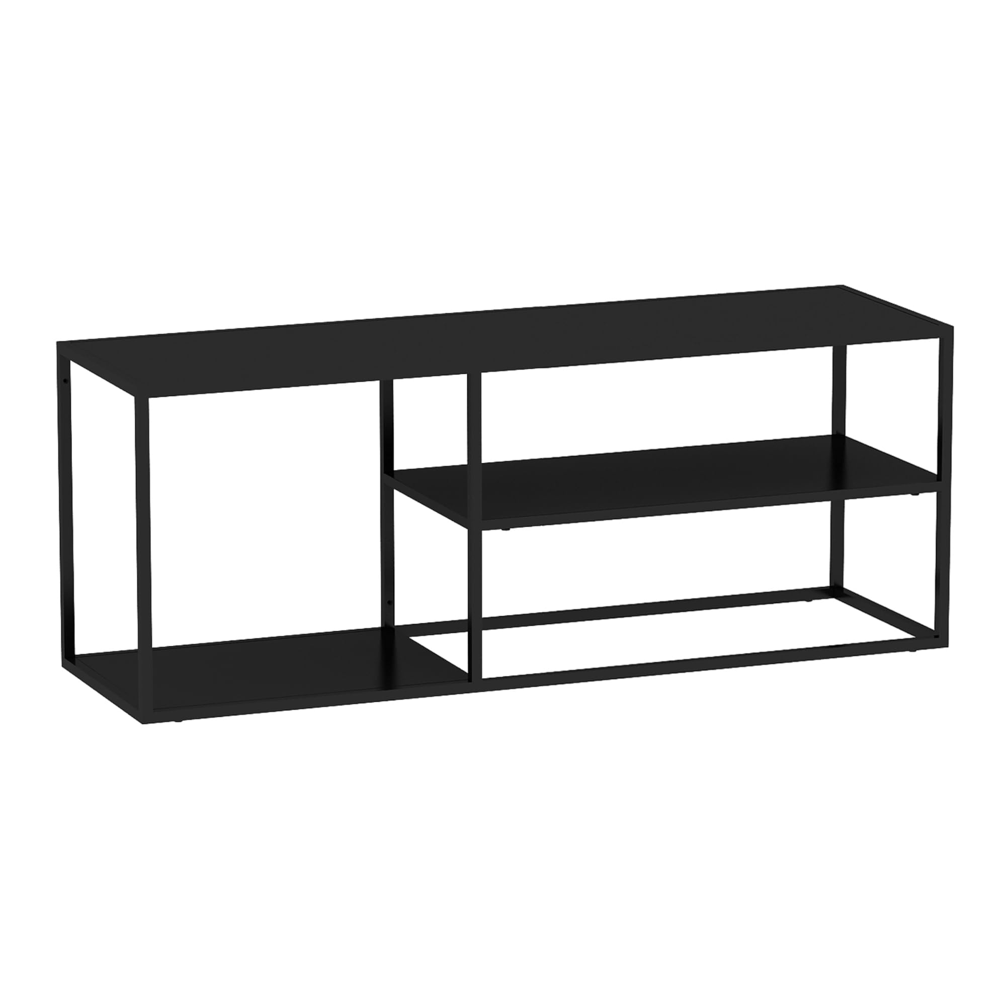[en.casa] Tavolino Basso da Soggiorno 120 x 50 x 50 cm Tavolino Rettangolare in Accaio a 3 Piani di Appoggio Tavolino da caffè - Nero Opaco