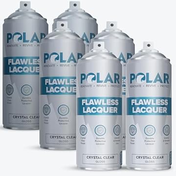 Polar Flawless Clear Lacquer Spray - 6 x 400ml - Gloss Finish - Non-Yellowing & Scratch Resistant - Interior & Exterior Surfaces for Wood, Metal, Plastics, Glass & Ceramics