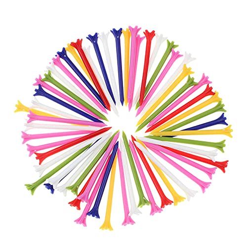 Kiseer 100 Pack Assorted Colors Professional Durable 2 3/4 Inch Plastic Golf Tees Bulk (Random Colors) #TOP3