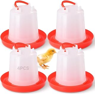 Toyosport 4-Pack 1L Chick Waterer - Safe Anti-Drown Poultry Drinker with Handle for Chickens, Ducks, Turkeys in Chicken Coops