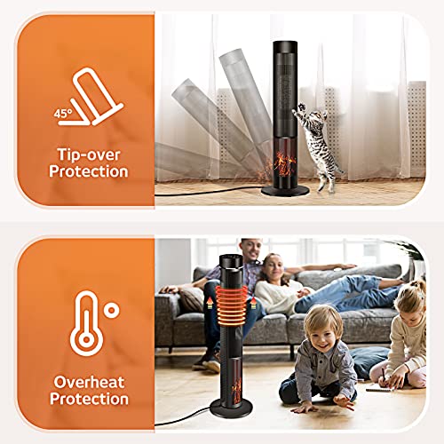 Air Choice 36 1500W Space Heater for Large Rooms – 4 Modes, Adjustable Thermostat, 3D Flame, Timer, Oscillation, and Remote Control
