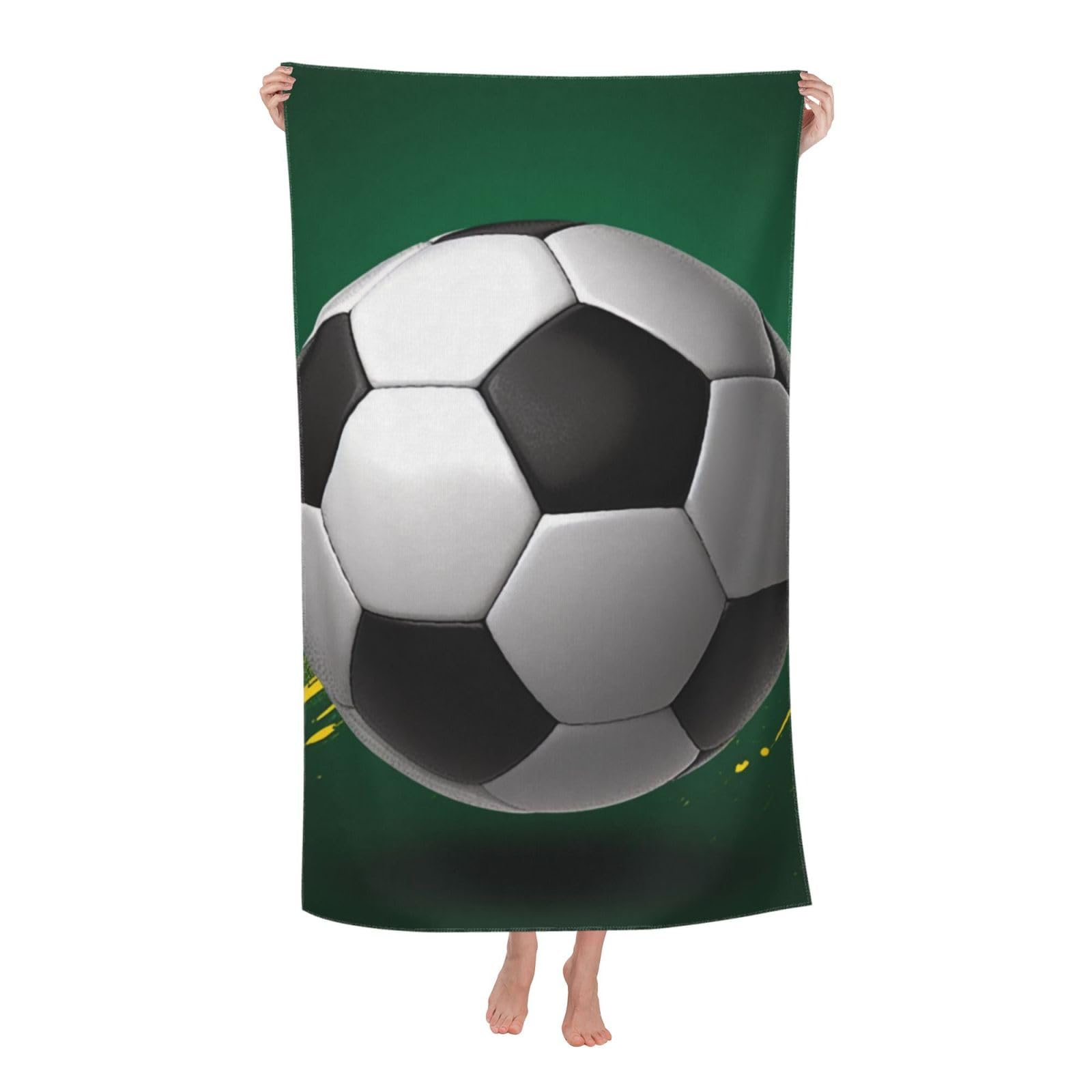BWWHCCTI Sport Ball Soccer Printed Quick Dry Bath Towel, Soft Microfiber Towels Fast Drying Beach Towels for Travel,Camping,Gym,Swimming,Yoga