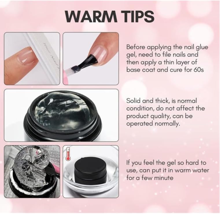 Vanccy Press on Nails Glue, Solid Nail Gel Glue for Press on Nails and Soft Gel Nail Tips, DIY Home Nail Glue for Press On, Super Strong Solid Nail Glue Gel Kit (5pcs)