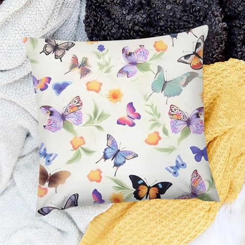 KANXLAN Decor Indoor Decoration Butterfly Flowers Annabel Kidston Farmhouse Pillow Covers for Home Sofa Couch 18x18in