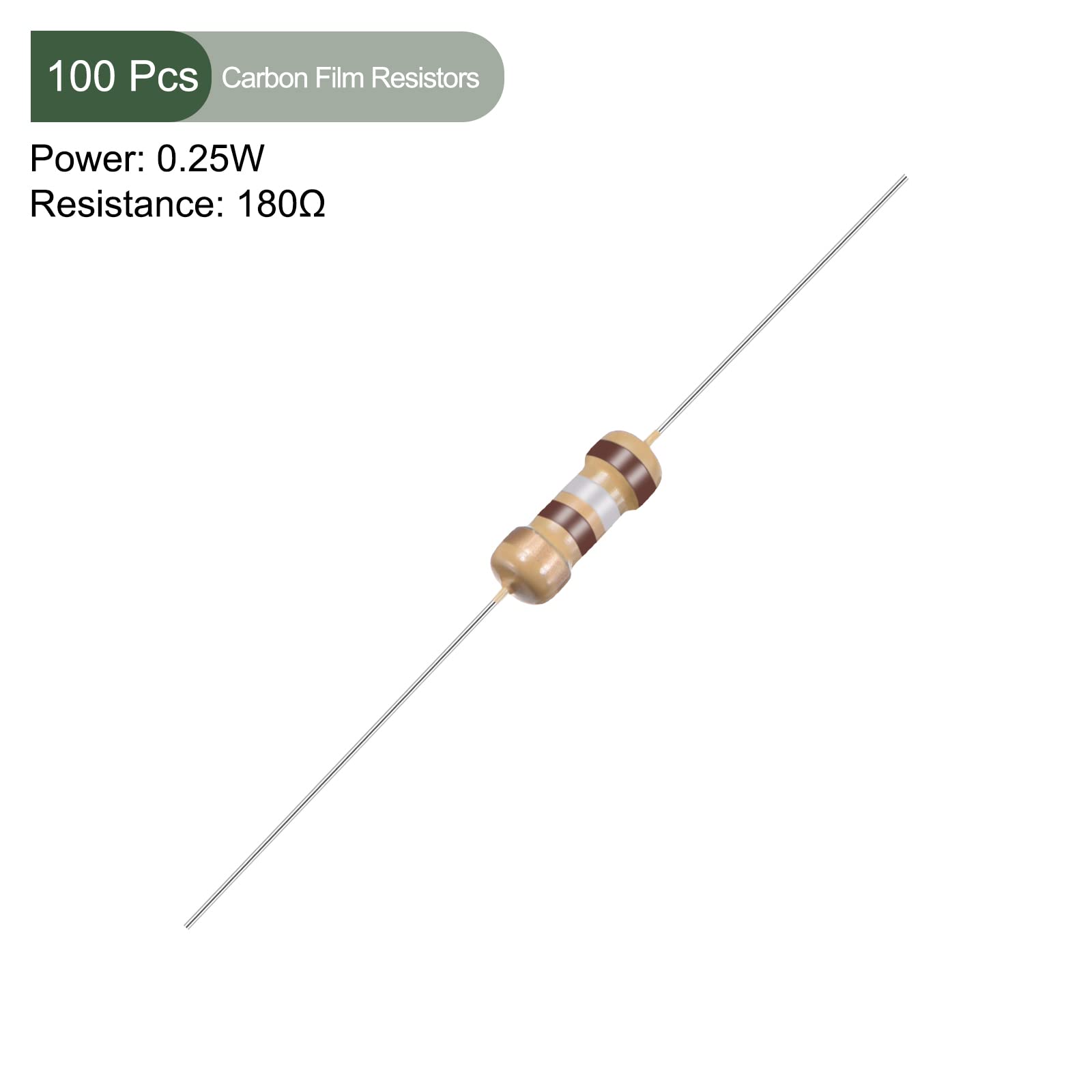 Resistori A Film Di Carbonio YOKIVE - 100 Pezzi 1/4W 180 Ohm 5% Tolleranza - Per Progetti Elettronici - Foto 3