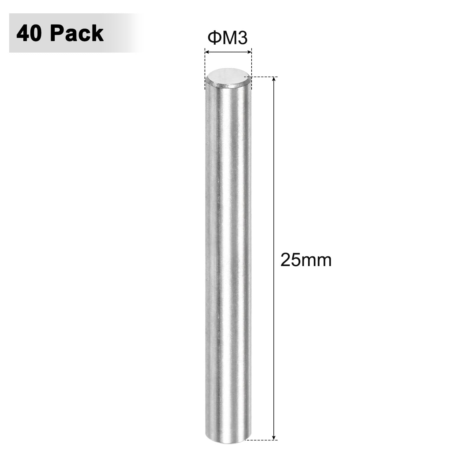M METERXITY 40-Pack 3 x 25 mm Dowel Pin, 316 Stainless Steel Support Pin Fastener Elements for Metal Devices/Wooden Projects - Image 3