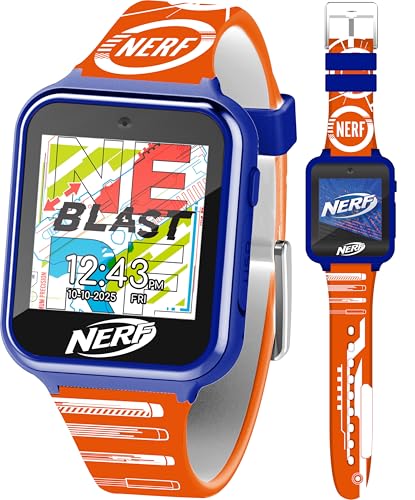 NERF Kids Smartwatch – Interactive Touchscreen with Games, Camera, Step Tracker & Voice Recorder – 10 Watch Faces & Wallpapers – Adjustable Fit for Wrist Sizes 5.5″-8″