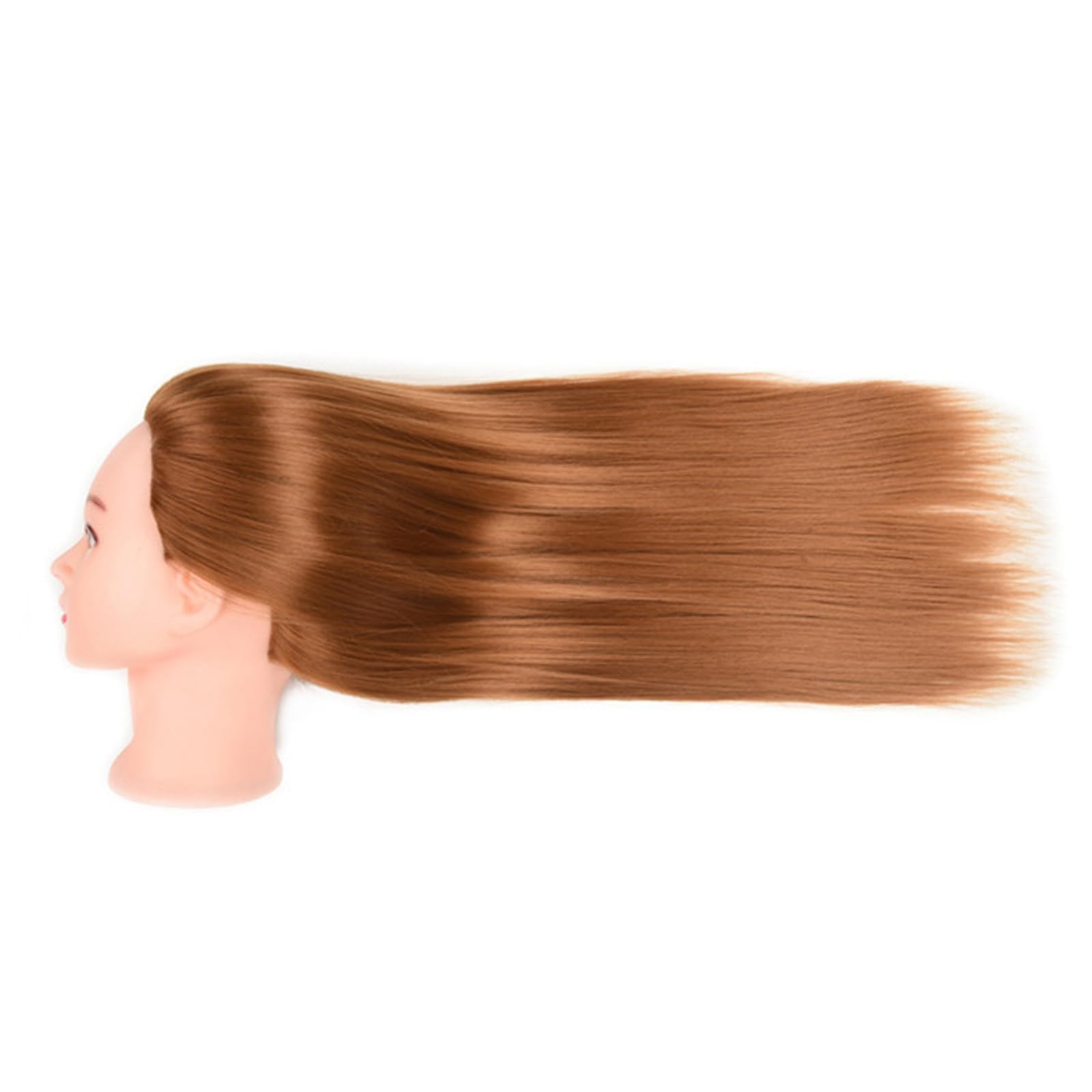Brrnoo Testa di Manichino di Addestramento per Capelli con Capelli Umani, Ideale per Intrecciare, Updo, Pratica del Trucco per Praticare i Capelli (BROWN)