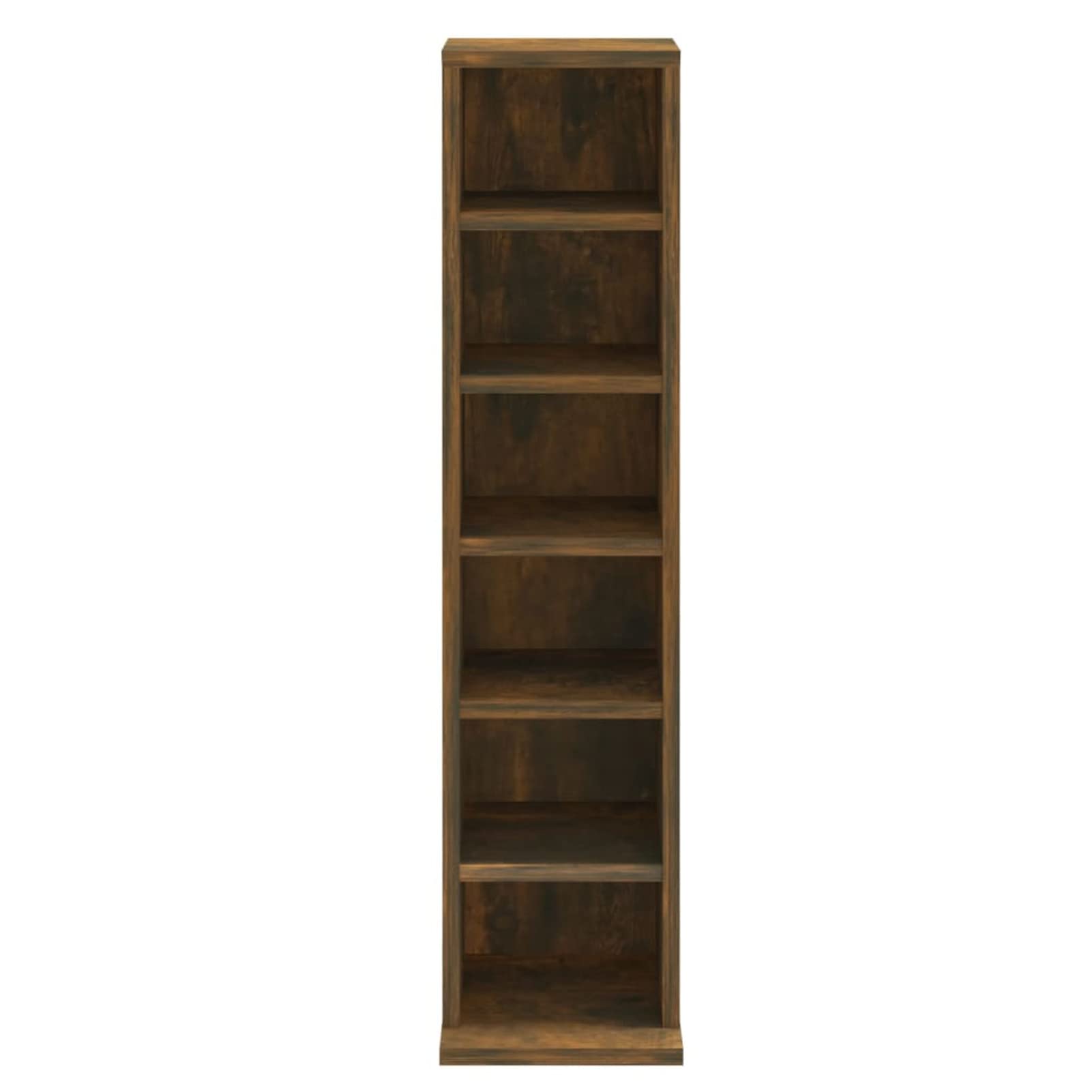 Szafka na płyty CD z dymem dębowym 21 x 20 x 88 cm, wielowarstwowe drewno, modułowy regał mobilny klasyczny uchwyt na płyty CD z regulowanymi przegródkami, drewno
