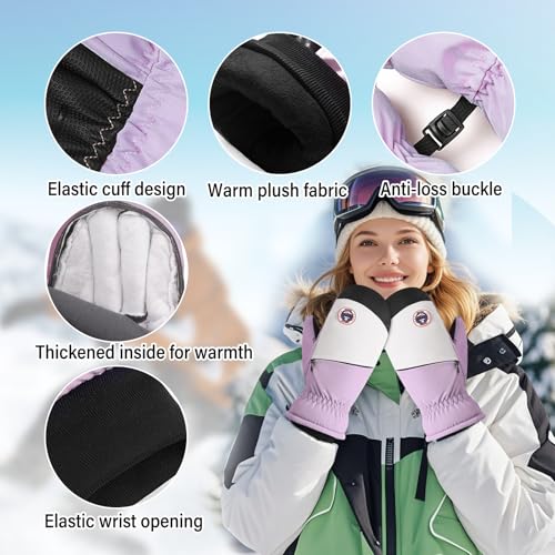Guantes de esquí para mujer impermeables y resistentes al viento 3
