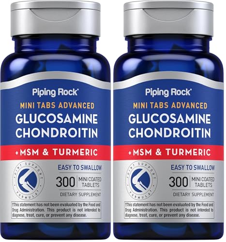 Piping Rock Glucosamine Chondroitin MSM | 300 Tablets | Plus Turmeric | Non-GMO, Gluten Free Supplement (Pack of 2)