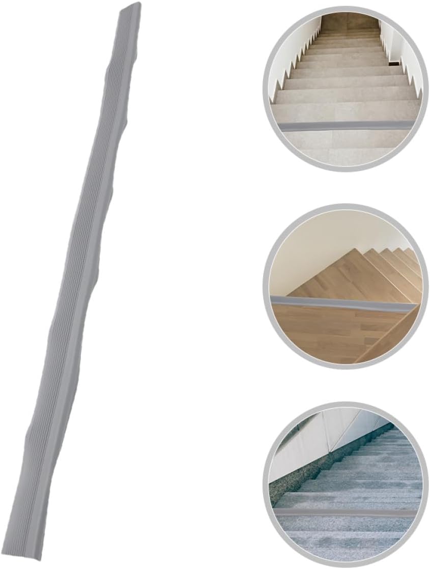 Non-slip Stair Tape Anti-skid Strip with Adhesive 2m Gray Vinyl Floor Edging Trim for Indoor Outdoor Stair Steps Safety Grip
