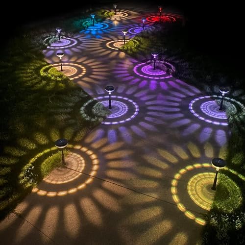 Becomlight Solar Lights for Outdoor Garden Colour Changing: Pack of 4 LED Solar Lights Garden Lighting Weatherproof - Warm White & Colourful Solar Lights with Ground Spike for Outdoor Garden - Image 4