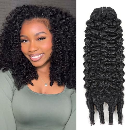Mihugass Burmese Curly Clip in Hair Extensions #1B...
