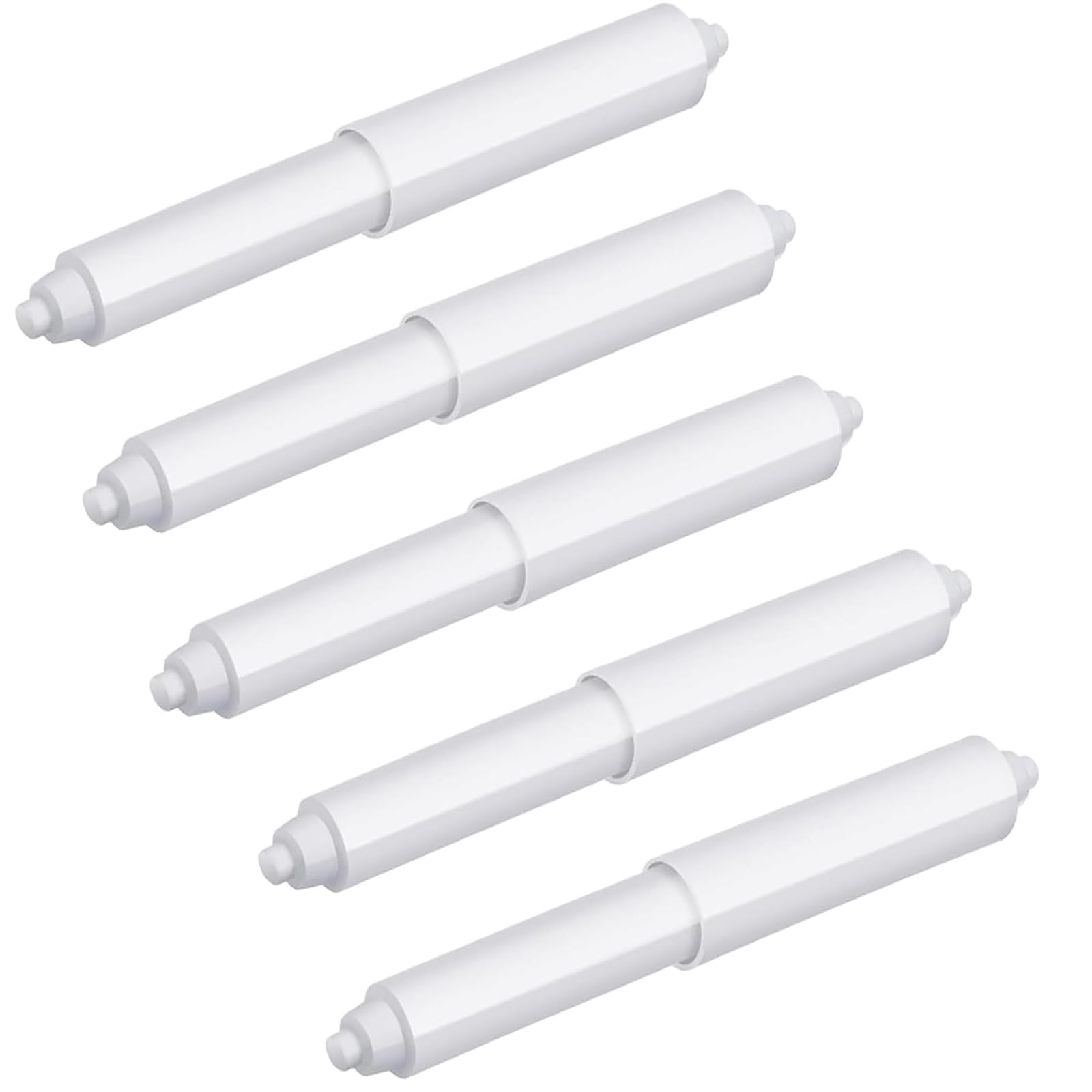 5 Pcs Plastic Toilet Tissue Roll Holder, Toilet Paper Holder Spring Replacement, Insert Spindle Stick, Spring Loaded Roll Holders for WC and Bathroom Fixture Accessories (White)
