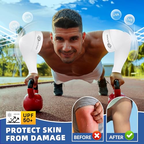 BHYTAKI Cooling Compression Arm Sleeves for Men Women,UPF50 UV Sun Protection Sleeves for Work Sport Tattoo Cover Up4